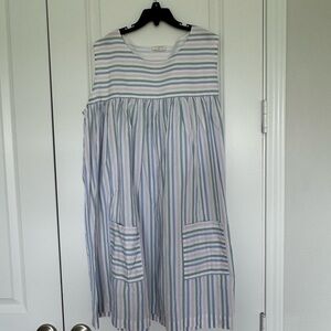 LAKE Striped Sleeveless Dress with Pockets